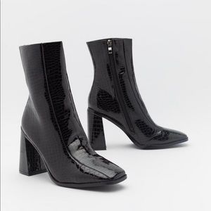 Nasty Gal Faux Leather Croc Booties